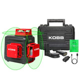 KOBB KBL34G 40 Metre Profesyonel Li - ion Şarjlı 3X360⁰ Otomatik Hizalamalı Yeşil Çapraz Çizgi Lazer Distomat - Onivias